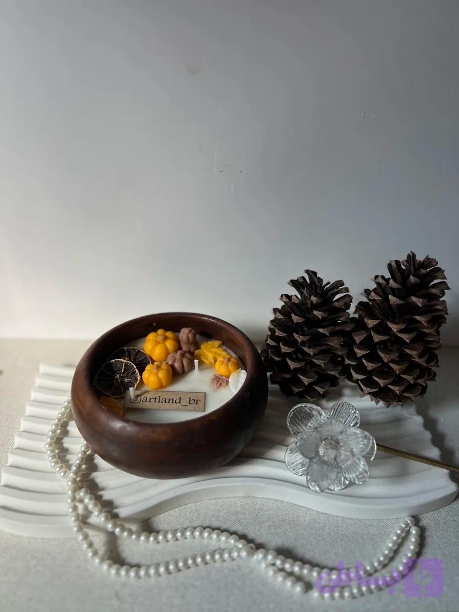 شمع ظرفی گرد مدل پاییزی (کد ZEUCQ)