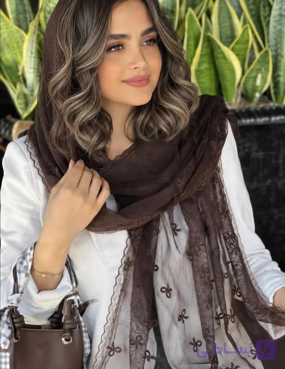 شال توری پاپیونی حاشیه دار