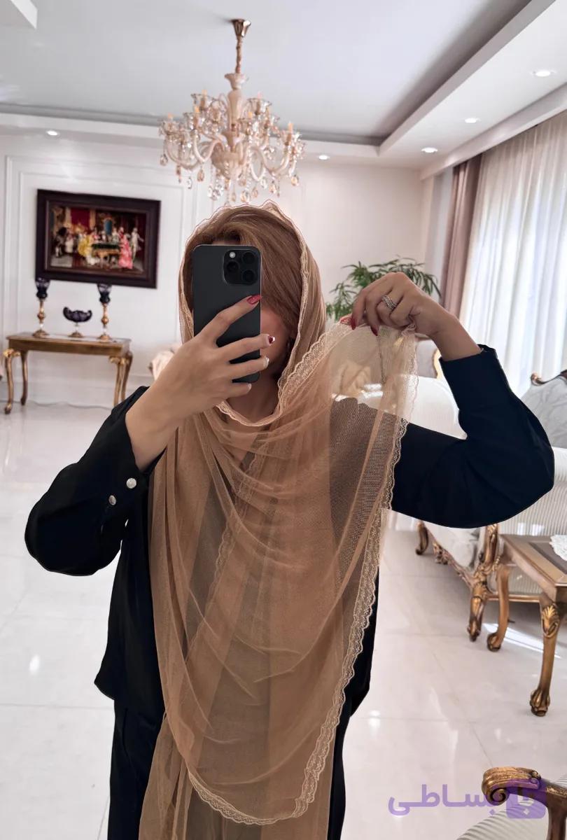 شال توری ساده دور دانتل