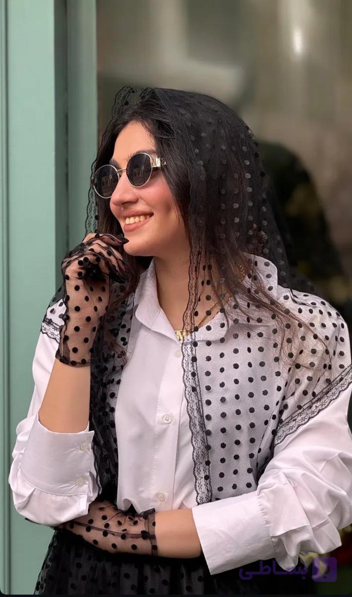 روسری سه گوش خالخال مخمل کوب دور دانتل