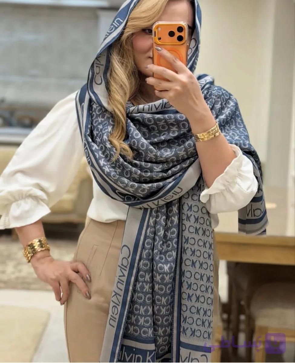 شال ژاکارد کشمیر آبی جین مارک ck