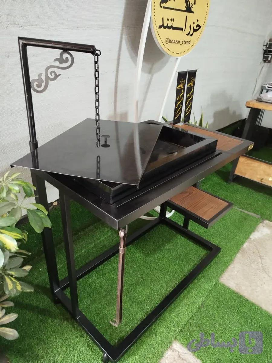 باربیکیو مدرن.پروفیل نیمه سنگین.رنگ نسوز.ورق منقل 2mm.چوب ترموود.مخصوص تراس و ویلاا