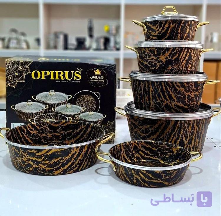 سرویس قابلمه ماربل برند اپیروس 10 پارچه مشکی طلایی