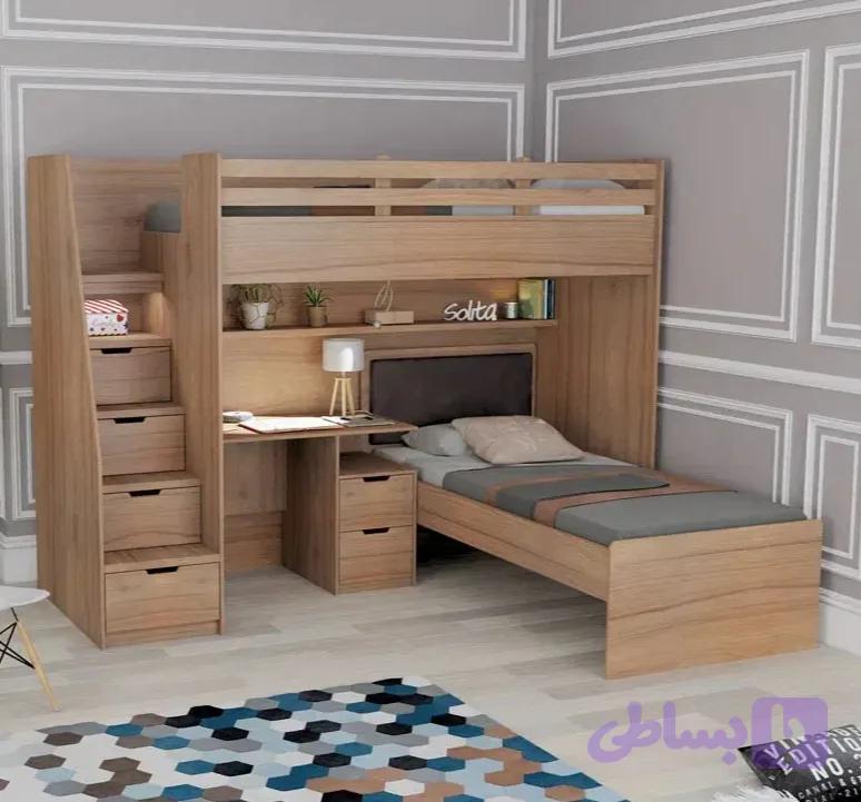 تخت خواب دو طبقه کمجا مدل گالاردو - ملامینه / ۸۰در۱۸۰
