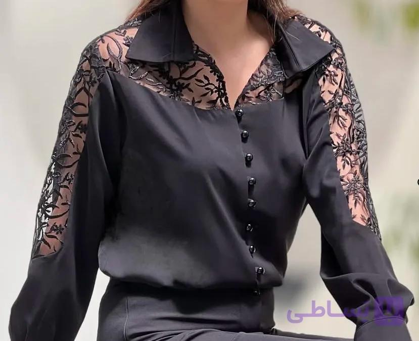 شومیز زنانه  کرپ الیزه جلو دکمه