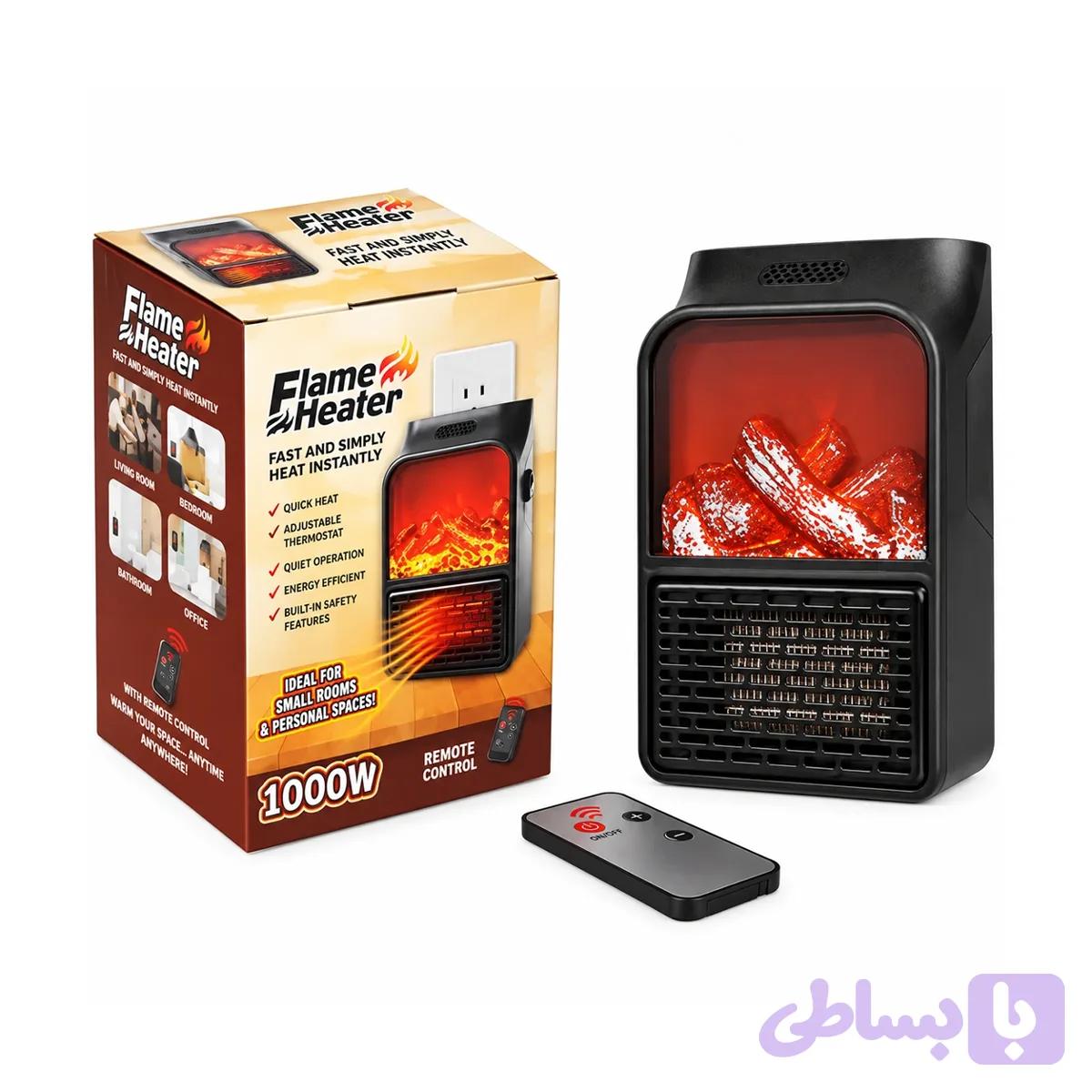 هیتر برقی پریزی Flame Heater مدل شومینه‌ای ظرفیت 1000 وات — تصویر 1