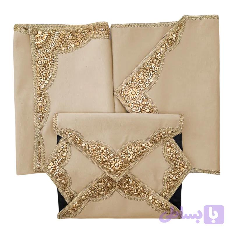 رومیزی مخمل سنگ دوز ست ۵ تیکه