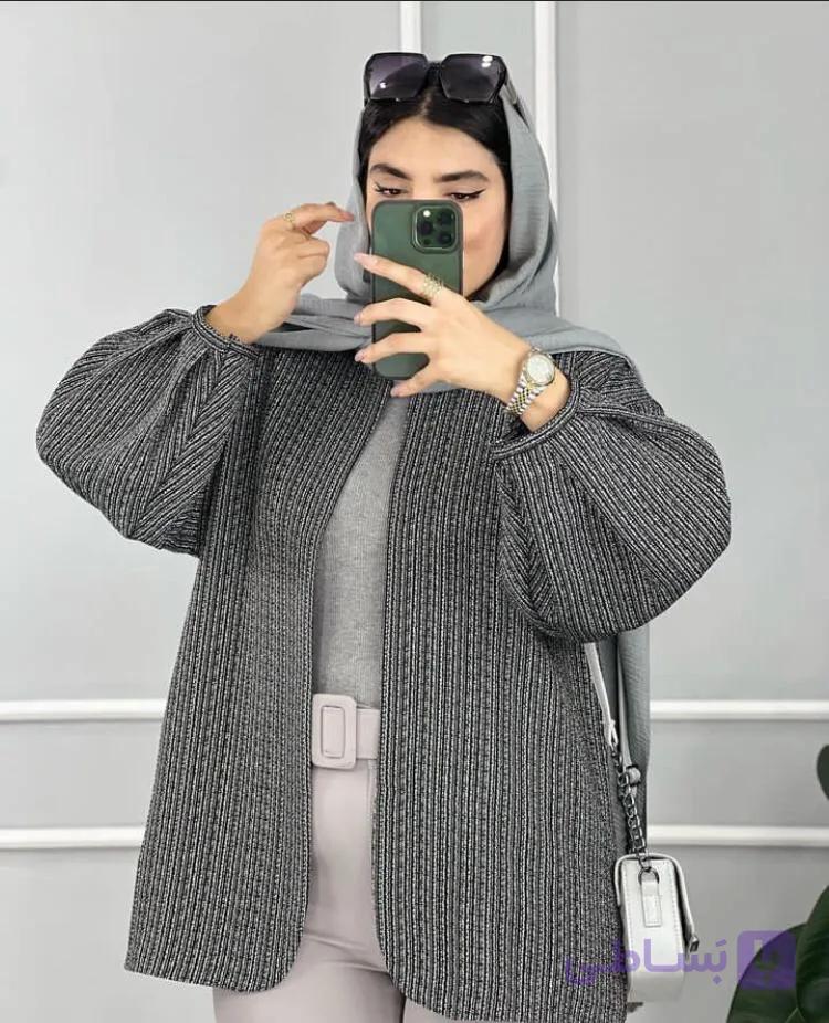 مانتو زنانه شانل آستين پفي كد 81466 — تصویر 1