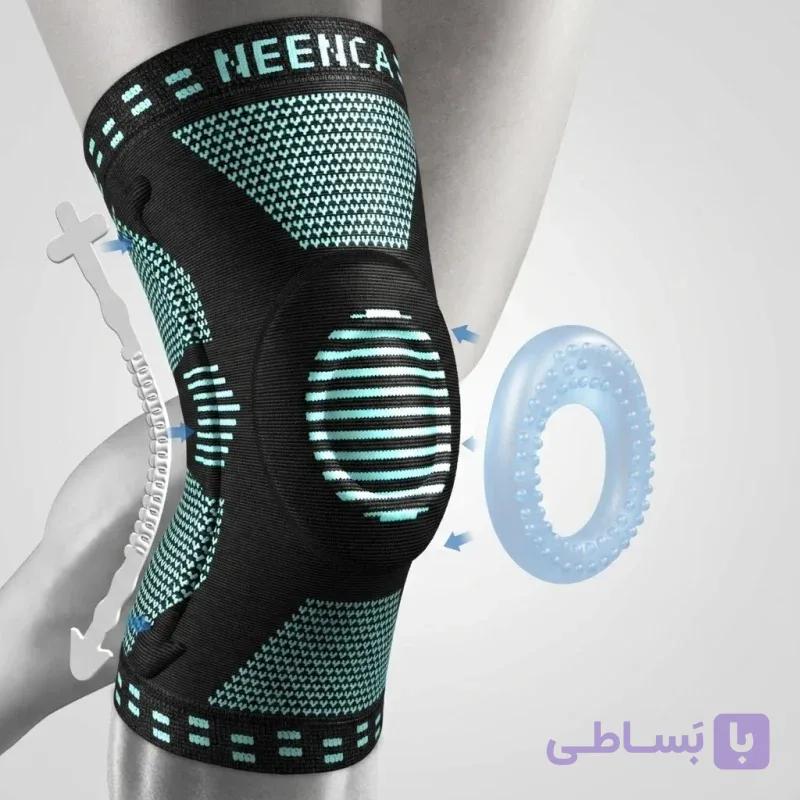 زانوبند طبی ورزشی فنر دار مدل HX051 برند NEENCA (اورجینال)  رنگ سبز-مشکی کد 309663 — تصویر 1