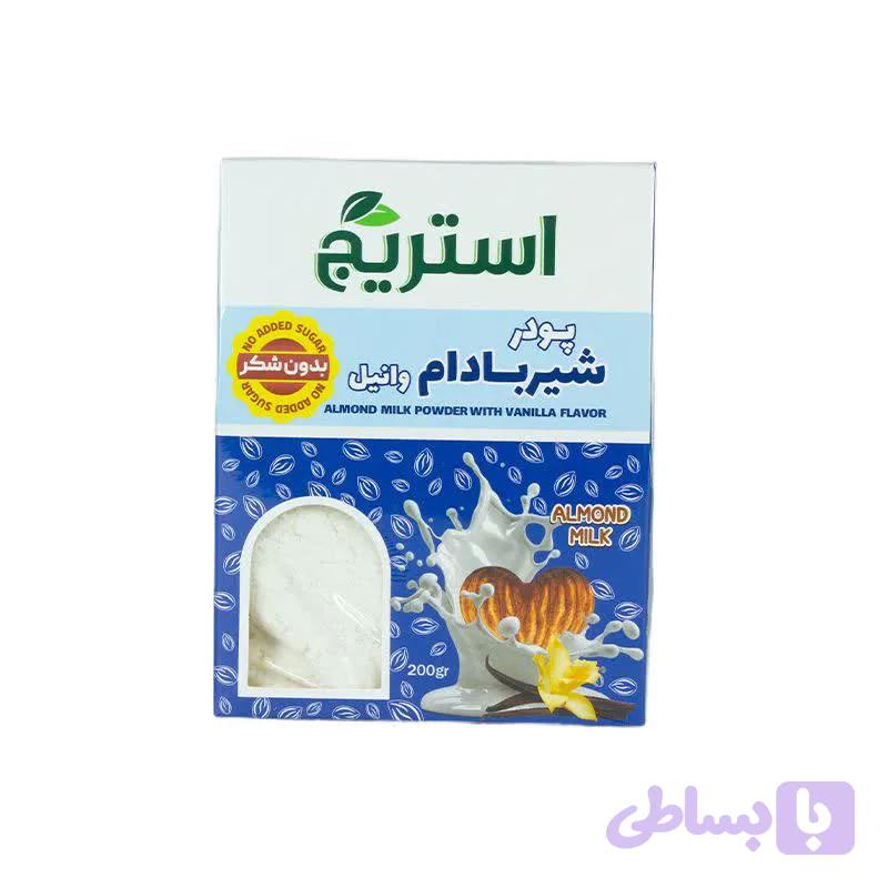 پودر شیر بادام بدون شکر با طعم وانیل استریج یزد – 200 گرم — تصویر 1