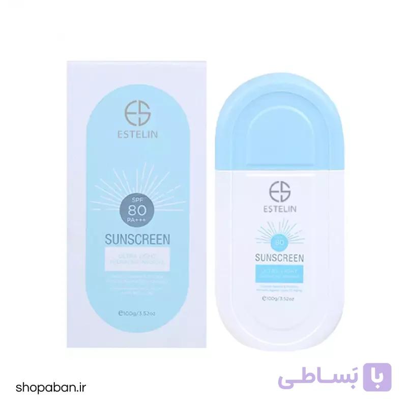کرم ضد آفتاب استلین آبی SPF80 بی رنگ حجم 100 میلی لیتر — تصویر 1