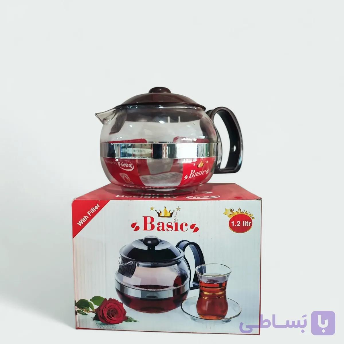 قوری شیشه‌ای مدل بیسیک ۱.۲ لیتری
