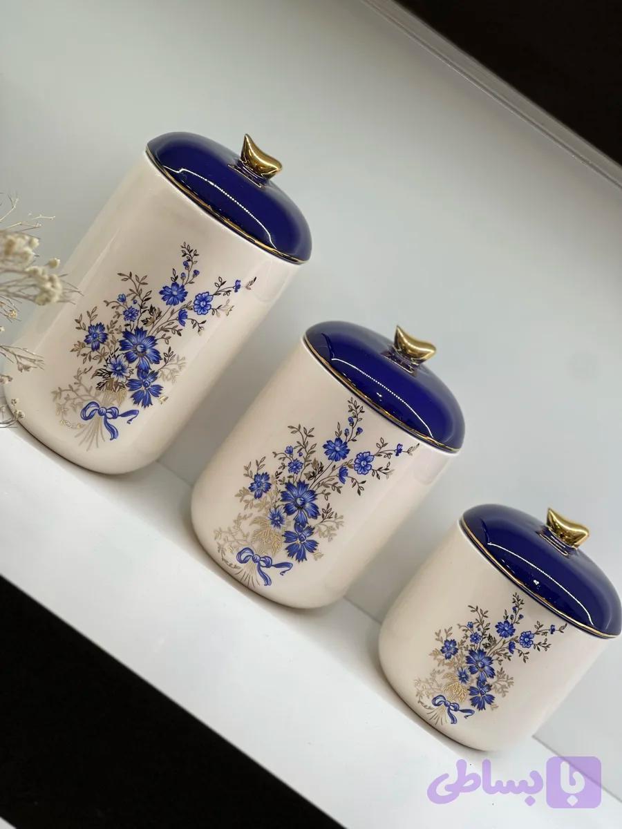 بانکه پاسماوری سه سایز طرح گلریز آبی