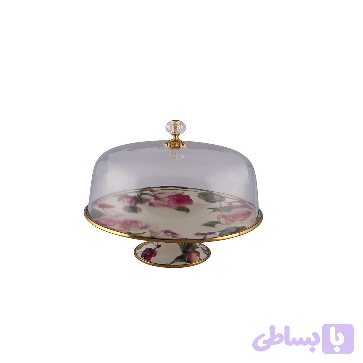 کیک خوری لعابی پایه دار درب دار پینک وینتیج باریکو — تصویر 1
