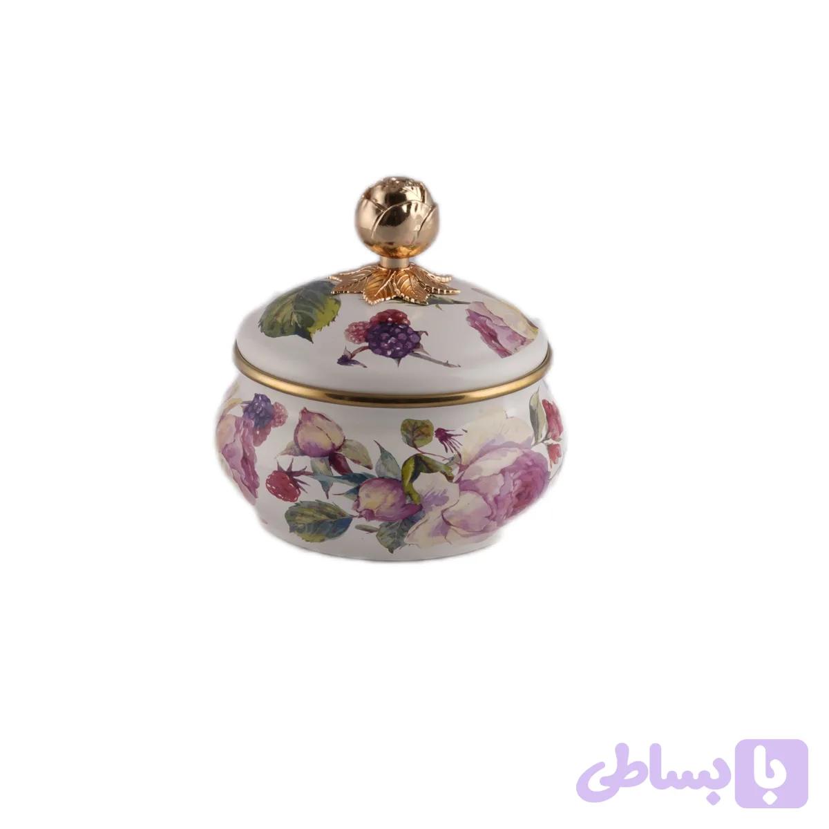شکلات خوری لعابی درب دار پینک وینتیج باریکو — تصویر 1