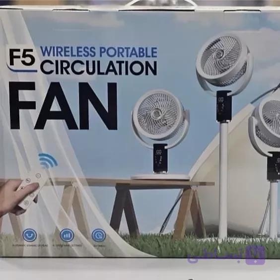 پنکه شارژی F5 | پنکه وایرلس قابل حمل با ریموت کنترل، نمایشگر و تنظیم ارتفاع — تصویر 1