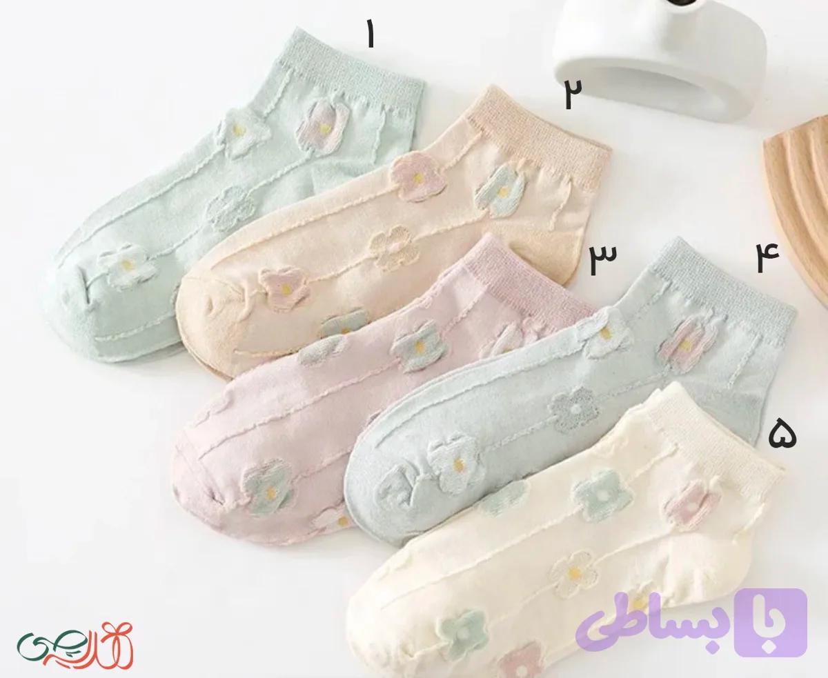 جوراب مچی زنانه گل متصل