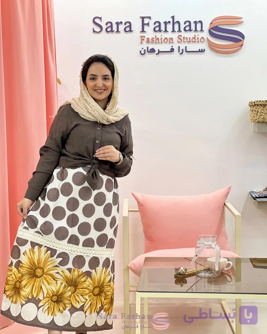 ست شومیز و دامن زنانه؛ شومیز پری‌ایر با دامن وال نخ ترک گل‌دار — تصویر 1