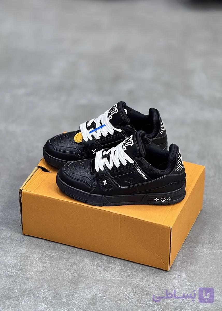 کتونی لویی ویتون تمام مشکی | Louis Vuitton Trainer BLACK — تصویر 1