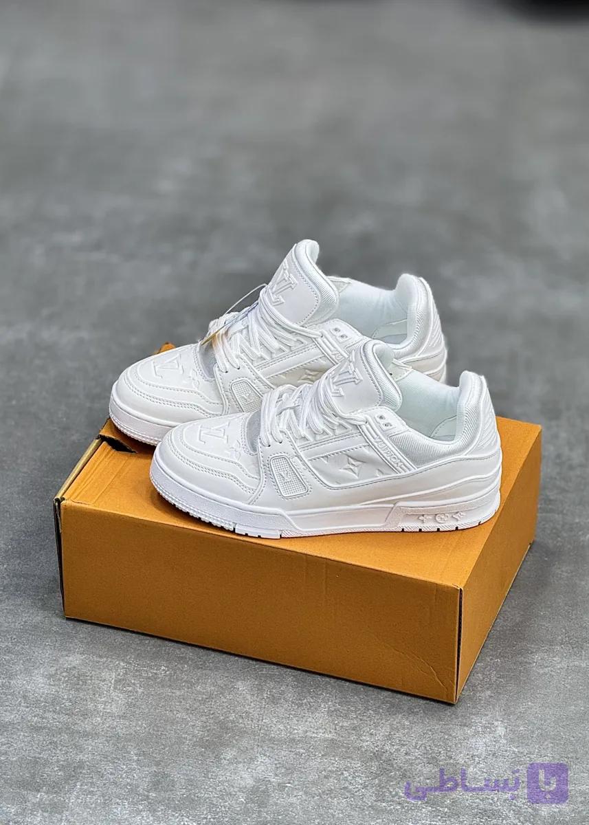 کتونی لویی ویتون تمام سفید | Louis Vuitton Trainer WHITE — تصویر 1