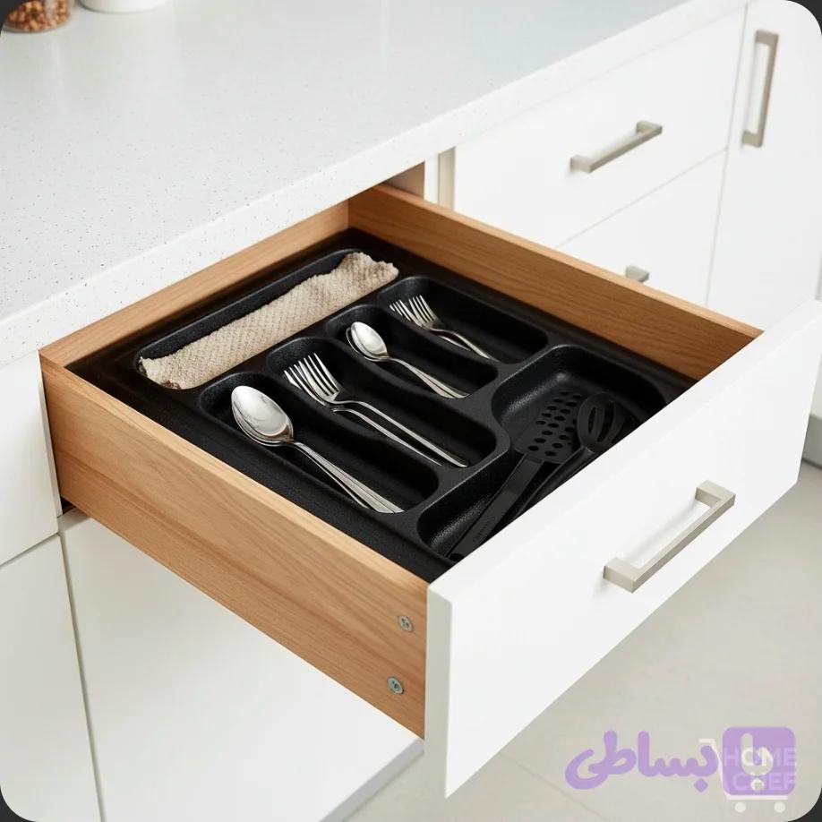 تفکیک کننده جای قاشق و چنگال ABS - 36x49 مشکی