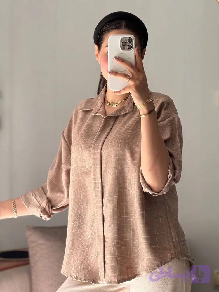 شومیز زنانه مدل دکمه مخفی اسلپ شانتون