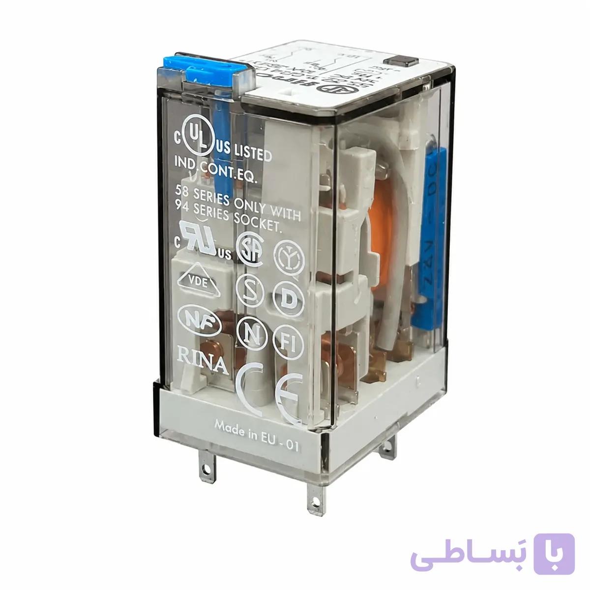 رله فیندر شیشه ای 8 پایه 10 آمپر 24 ولت Finder Relay 55.32.90.24 DC — تصویر 1
