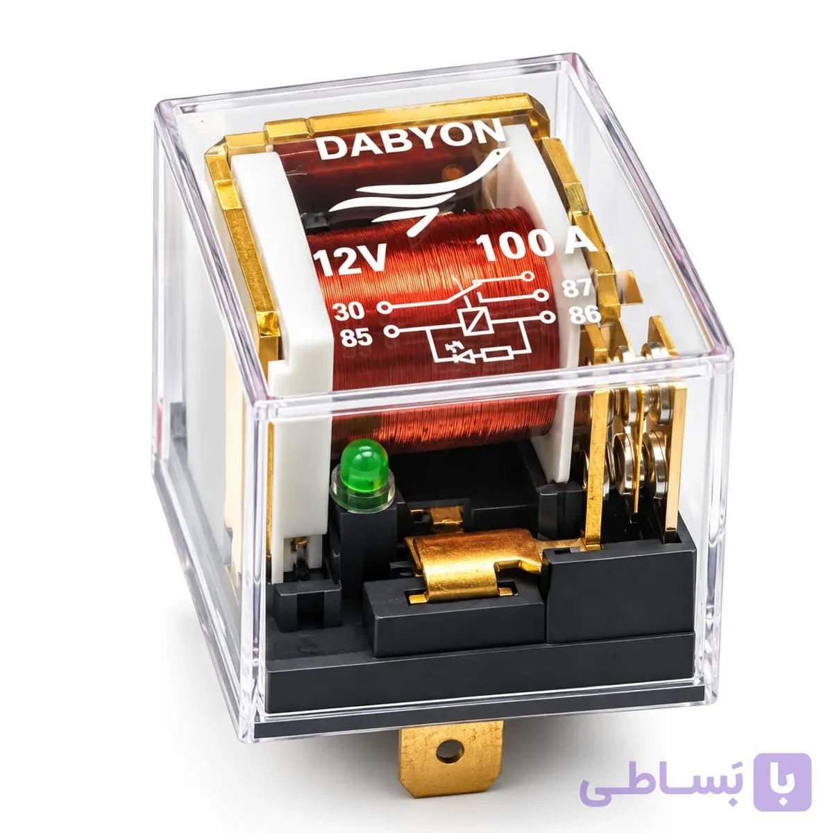 رله پنج فیش شیشه ای آفتامات 100 آمپر DC 12V مدل DABYON اصلی — تصویر 1