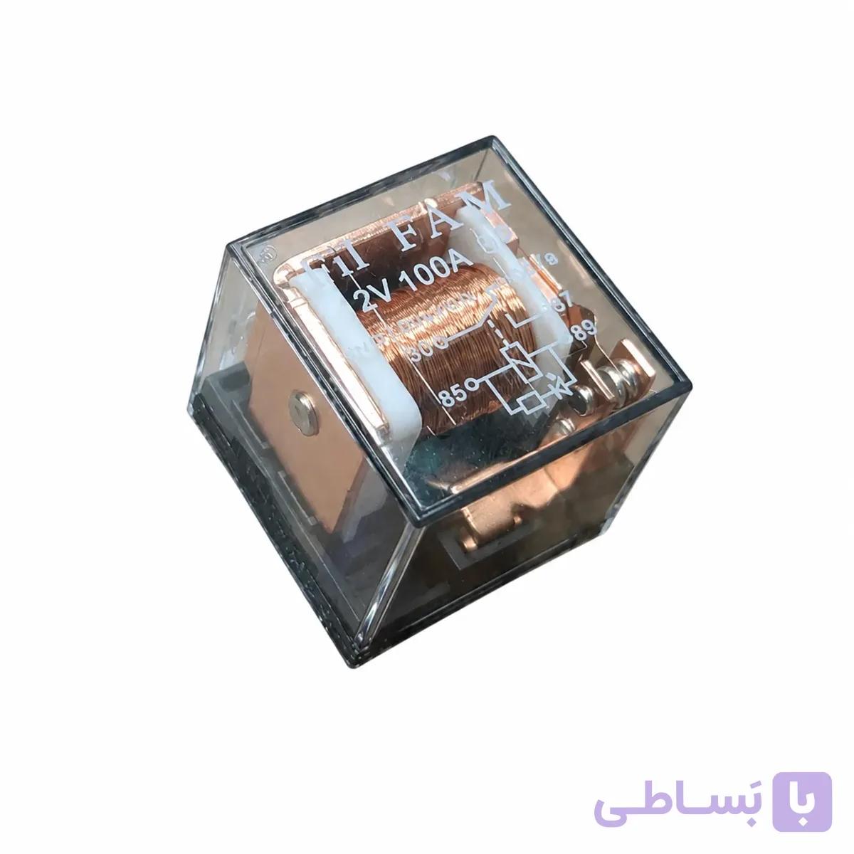 رله پنج فیش شیشه ای آفتامات 100 آمپر DC 12V مدل Fil FAM — تصویر 1
