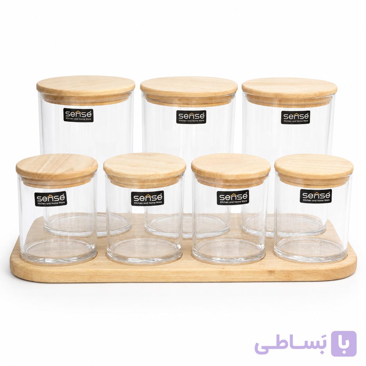 ست بانکه اکرولیک ۷ پارچه سنسه با درب بامبو و استند  چوبی