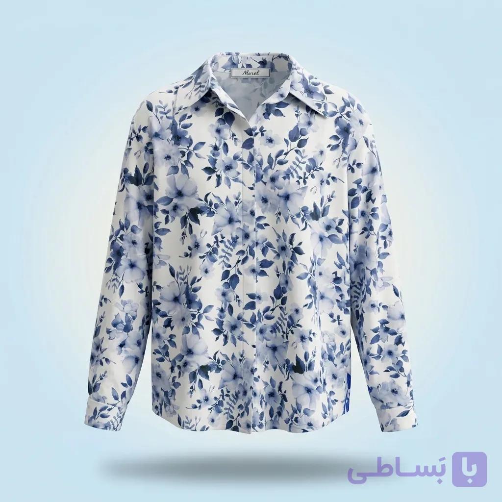 شومیز حریر طرحدار مدل Azure — تصویر 1