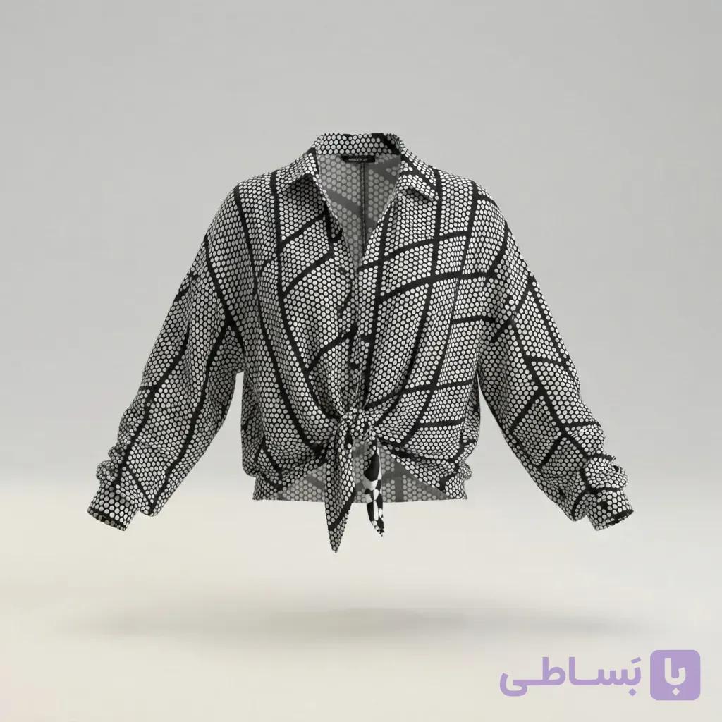 شومیز گره‌ای لامیرا طرح هندسی — تصویر 1