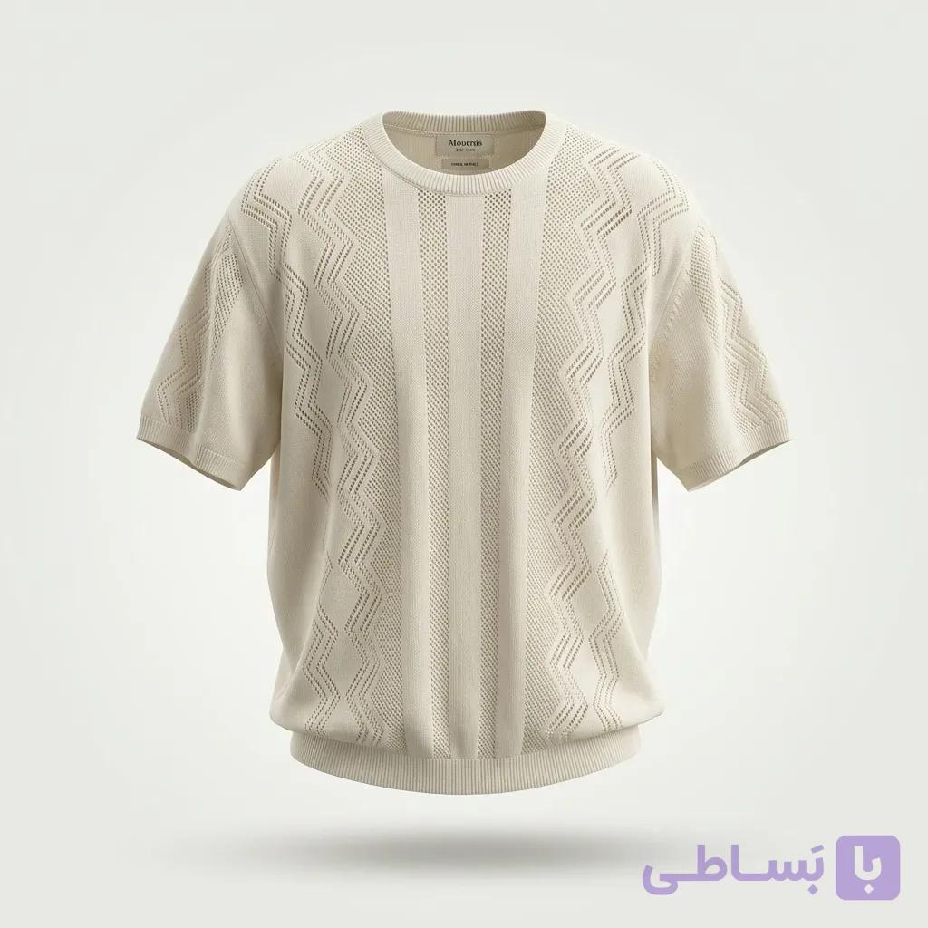 تی شرت مردانه بافت نخی مدل ژاکارد — تصویر 1