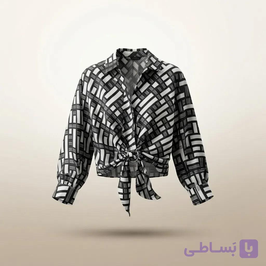 شومیز گره ای آوا (طرح هندسی مدرن) — تصویر 1