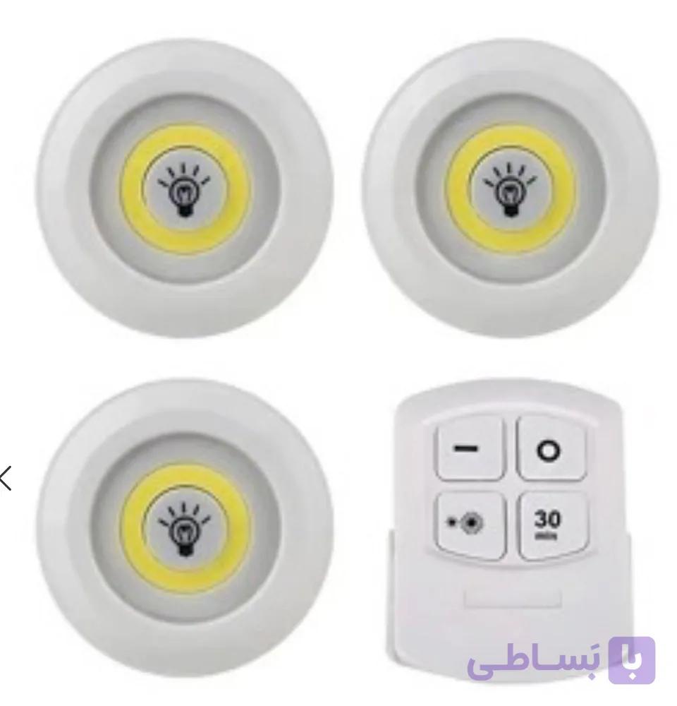 چراغ زیر کابینتی ریموت دار وارداتی واورجینال 3in1 بسته 3 عددی قابل استفاده در نقاط تاریک تجهیزات ساختمان تجهیزات الکتریکی ساختمان لامپ وچراغ چراغ اضطراری وشارژی نور و روشنایی — تصویر 1