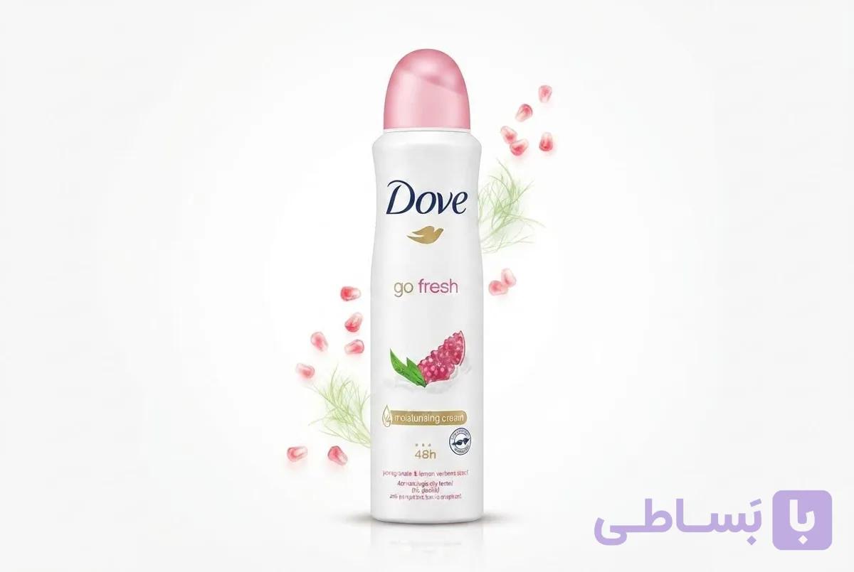 اسپری ضد تعریق ۴۸  ساعته  داو مدل Go Fresh  با رایحه انار وعلف لیمو حجم ۲۵۰ میل