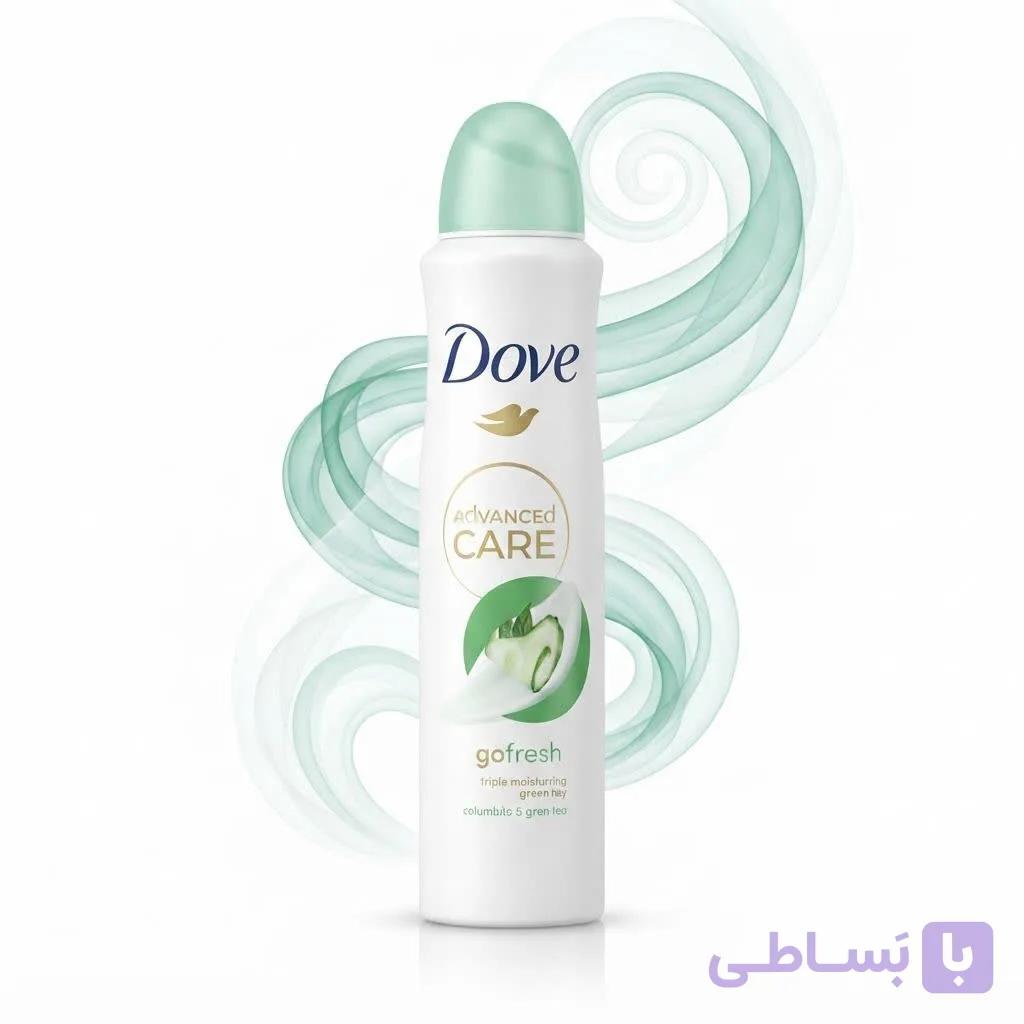 اسپری ضد تعریق ۷۲ ساعته  رایحه خیار و چای سبز  داو مدل Go Fresh  حجم  ۲۵۰ میل