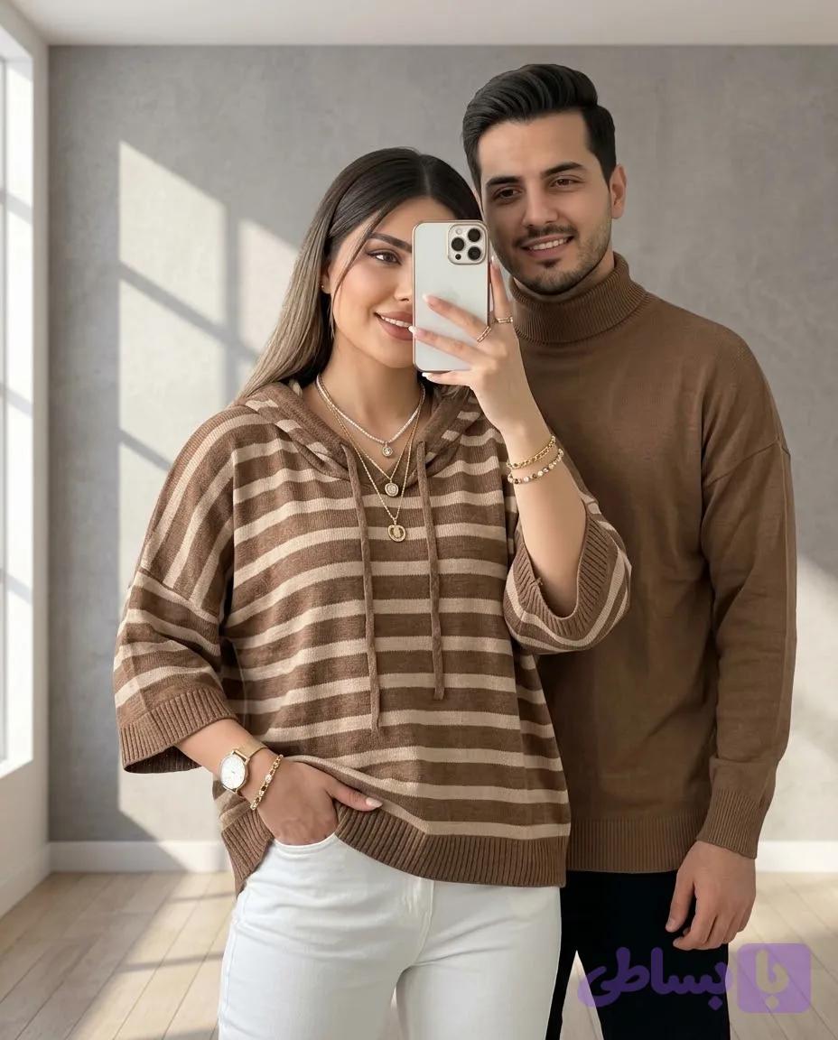 هودی ریز بافت راه راه صبا💞 — تصویر 1
