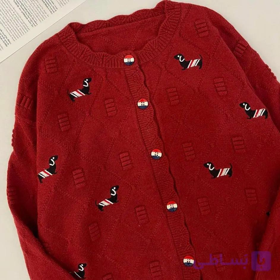 ژاکت بافت وارداتی گرم بالا قرمز