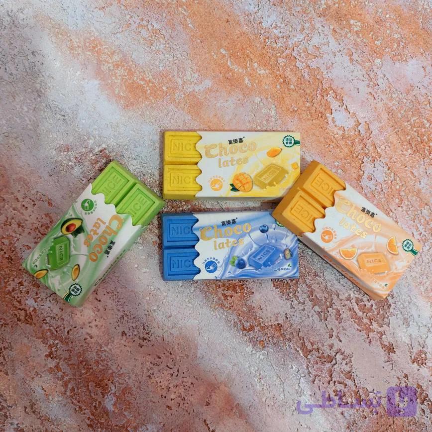 پاک‌کن فانتزی طرح تخته شکلات میوه‌ای – بافت نرم و بدون لک (۴ رنگ)