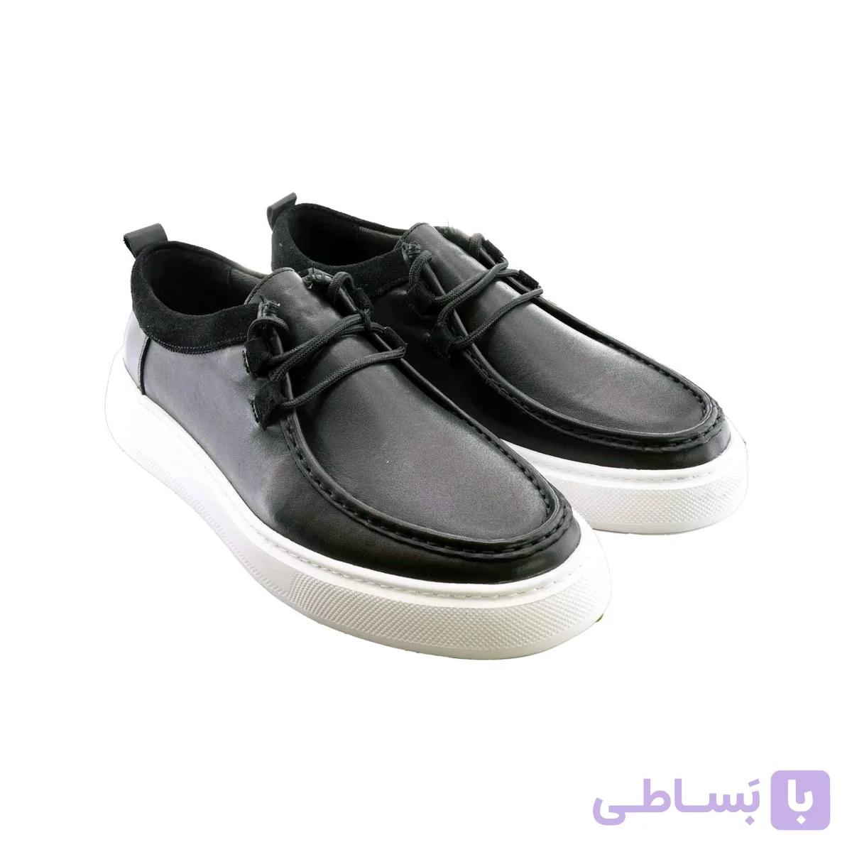 کفش کالج چرم طبیعی اورجینال مشکی کد 58 — تصویر 1