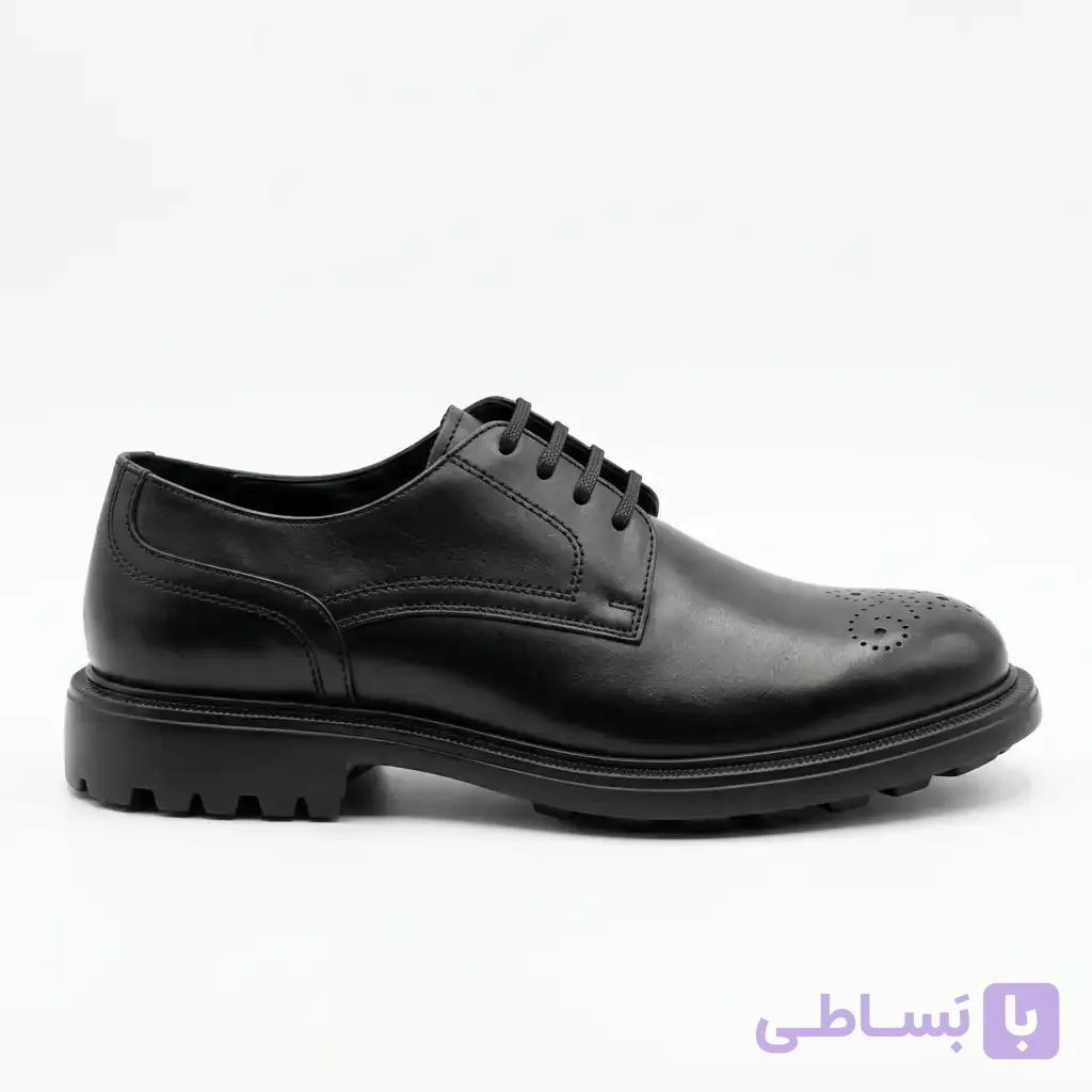 کفش کلاسیک مردانه چرم مشکی طرح بروگ، کف ضخیم بالیستکو — کد ۹۶ — تصویر 1
