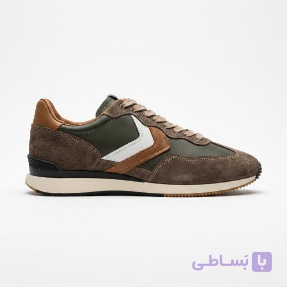 کفش اسنیکرز چرم گاوی مردانه بالیستکو قهوه‌ای/سبز کد 79 — تصویر 1