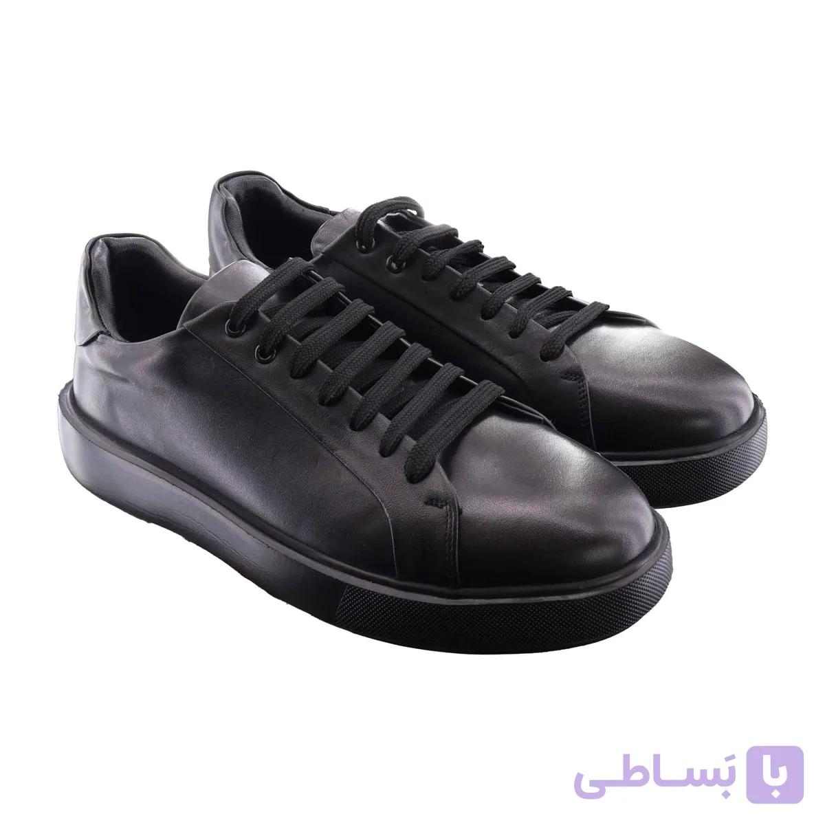 کفش مردانه چرم طبیعی مشکی کد 66 — تصویر 1
