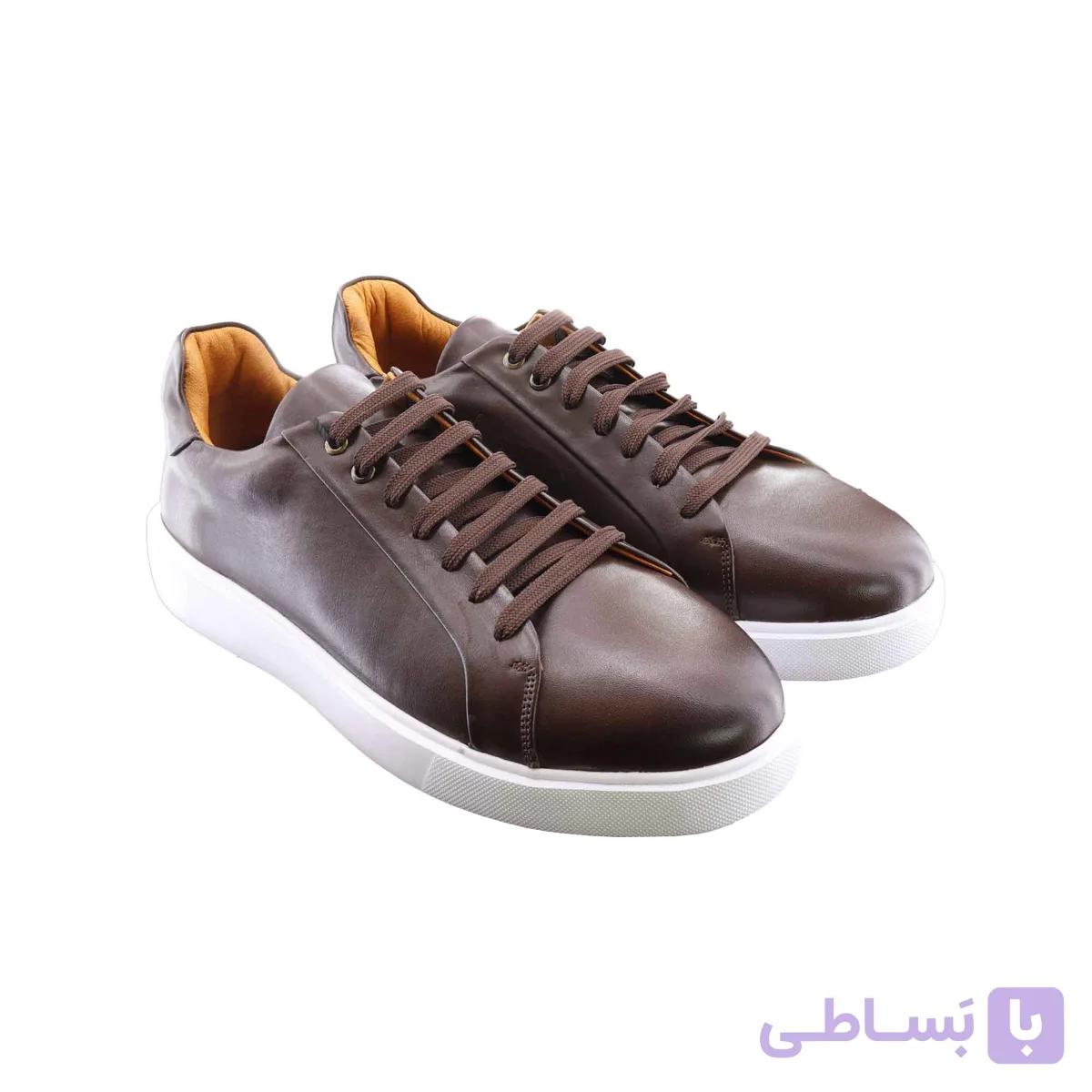 کفش مردانه چرم طبیعی قهوه‌ای کد 60 — تصویر 1