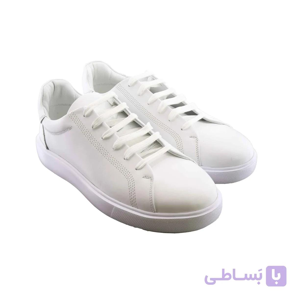 کفش مردانه چرم طبیعی سفید کد 62 — تصویر 1