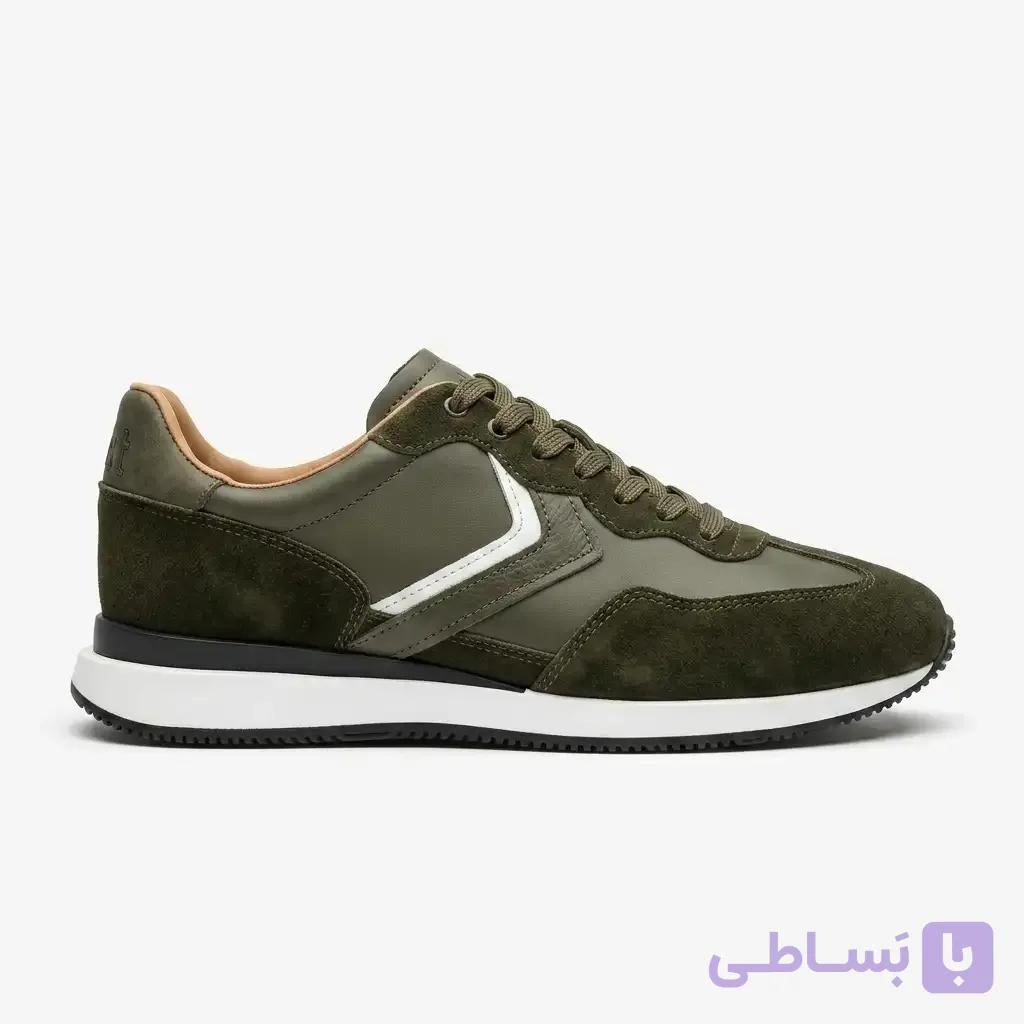 کفش اسپرت مردانه چرم و جیر بالیستکو، رنگ سبز زیتونی — کد ۱۰۲ — تصویر 1