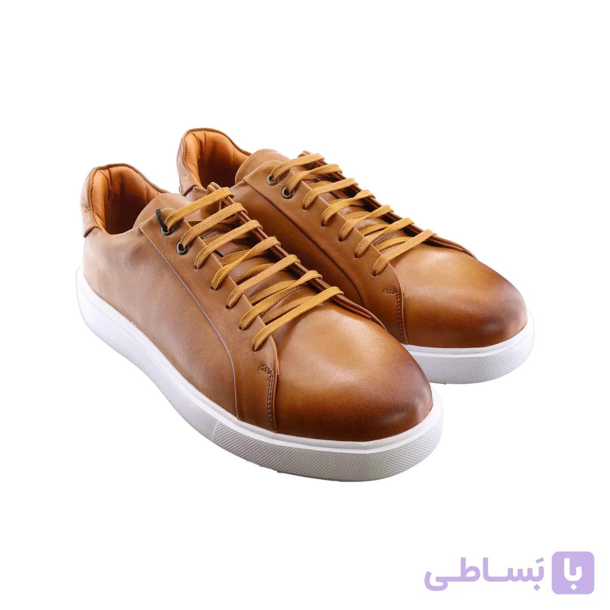 کفش مردانه چرم طبیعی قهوه‌ای روشن کد 64 — تصویر 1