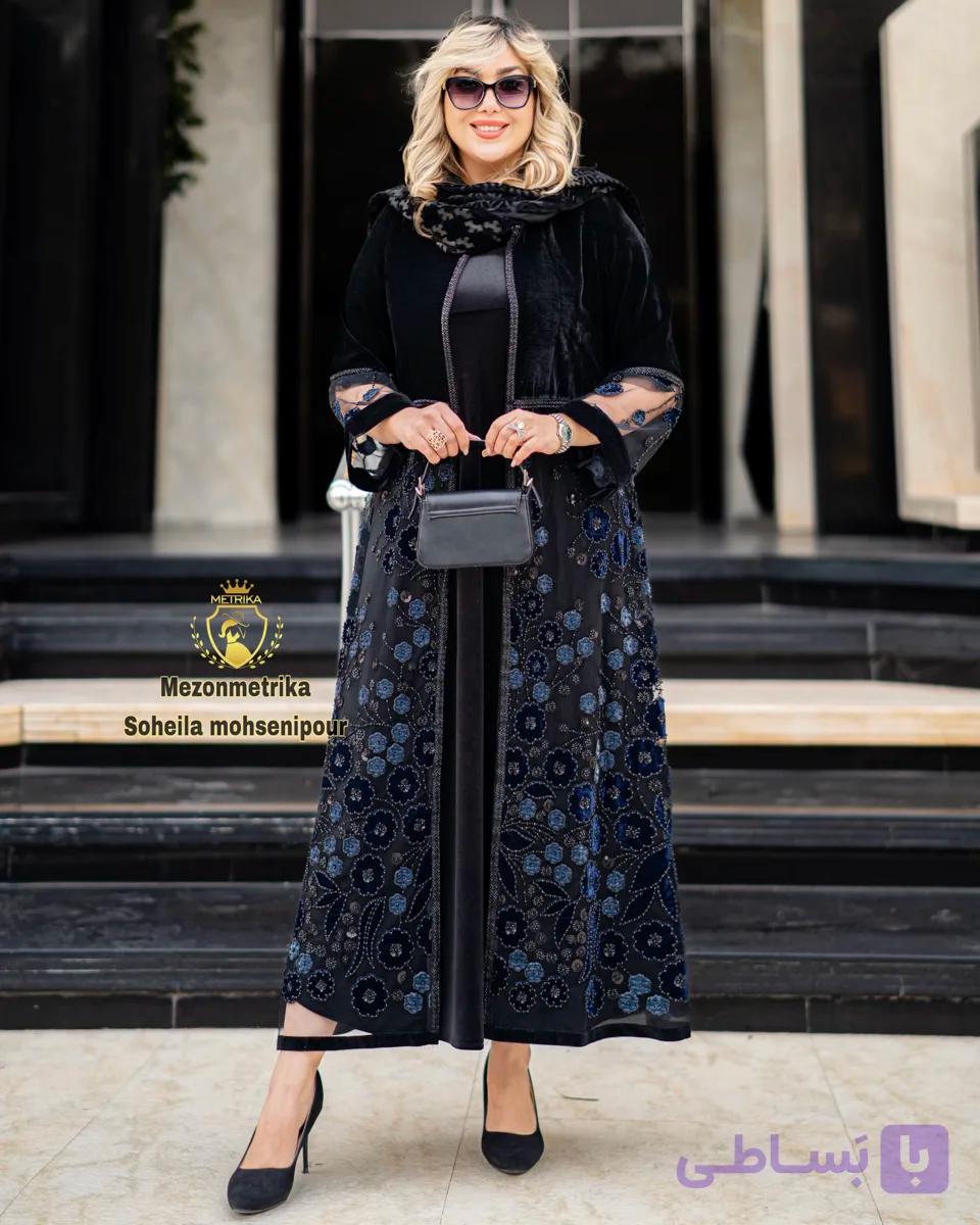 مانتو زنانه  تور جواهردوزی ومخمل کد۴۱