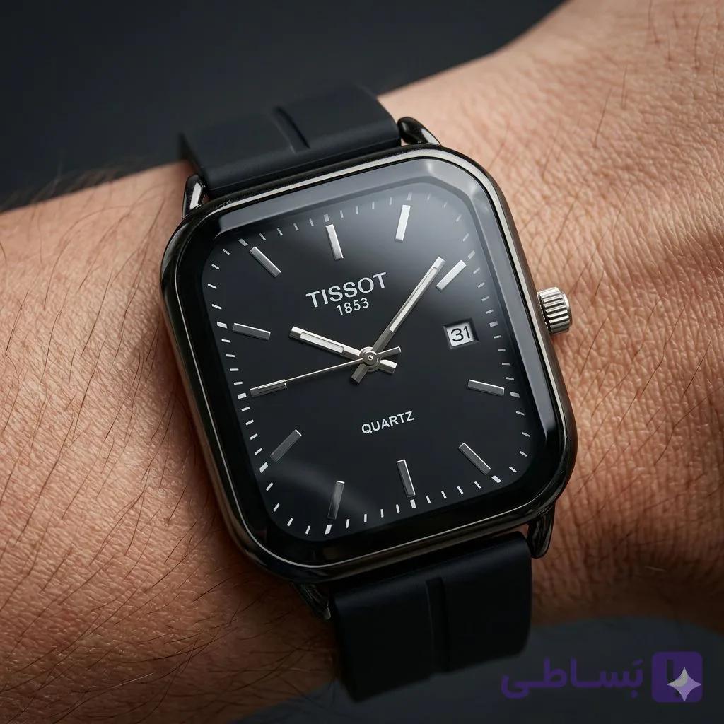 ساعت مردانه مگنتی برند تیسوت برند خوب و خوش رنگ و جذاب TISSOT مربعی